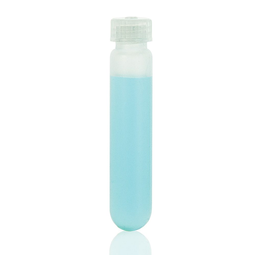 A blue tube of liquid sitting on top of a table.