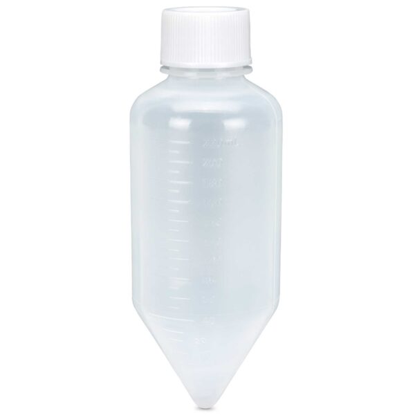 A plastic bottle with a white cap on top of it.