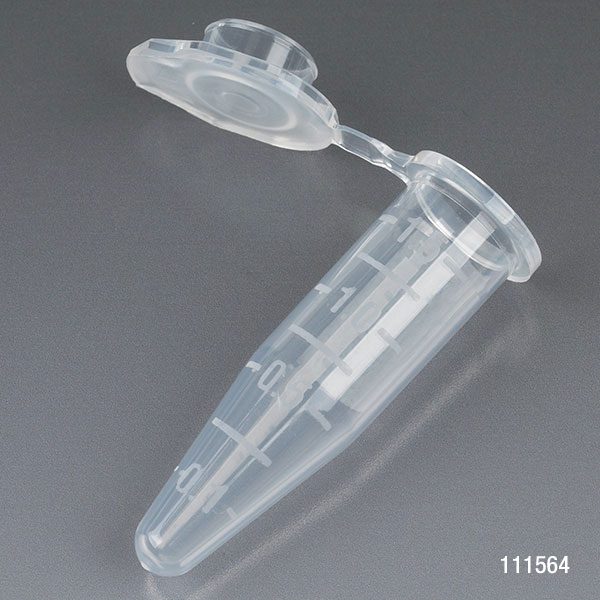 A clear plastic tube with a small container inside of it.
