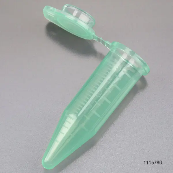 A green plastic tube with a cap on top of it.