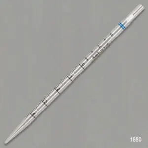 A metal pen with blue markers on it.