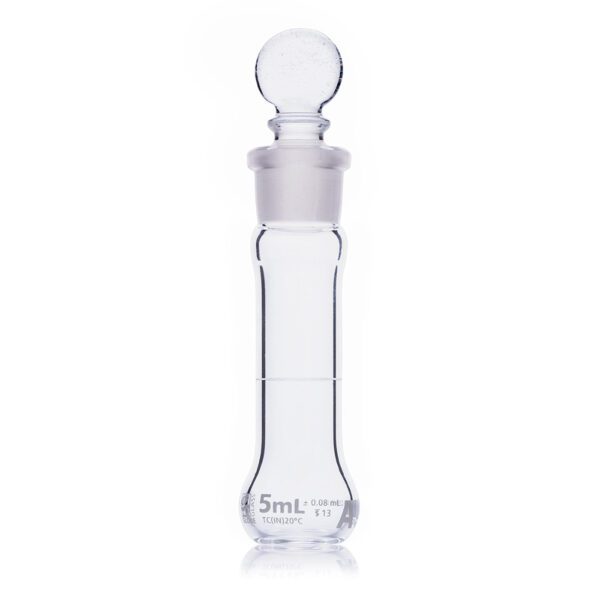 A clear glass bottle with a white cap.