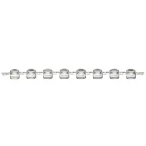 A row of glass beads on a white background